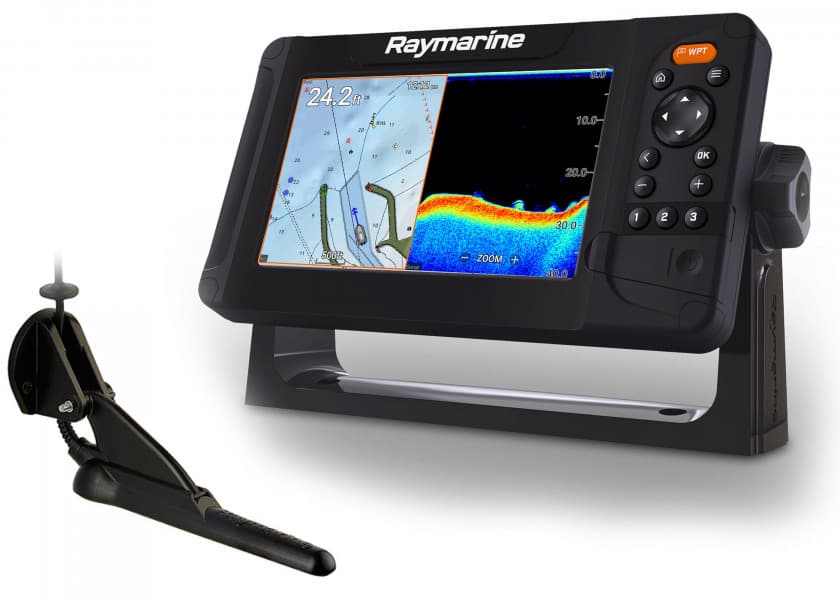 RAYMARINE ELEMENT 7 HV buttons with CPT-100 Transom Transducer Image 1 of 7