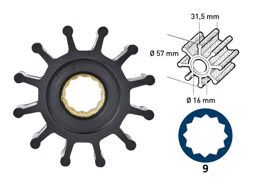 Impeller neoprene 12 blades type 9 Image 1 of 5