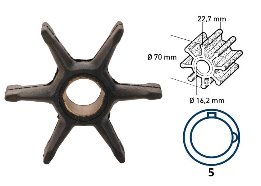Impeller neoprene 6 blades type 5 Image 1 of 4
