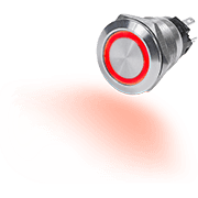 10A Push Button LED Ring Switch OFF-(ON) Red - Image 1