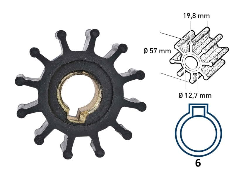 Impeller neoprene 12 blades type 6 Image 1 of 5