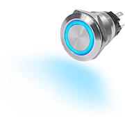 10A Push Button LED Ring Switch OFF-ON Blue - Image 1