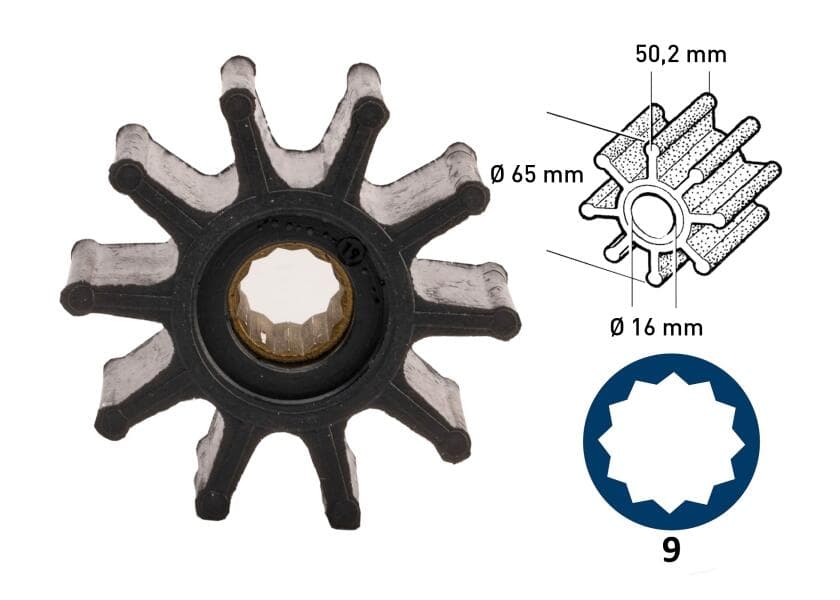 Impeller neoprene 10 blades type 9 Image 1 of 4